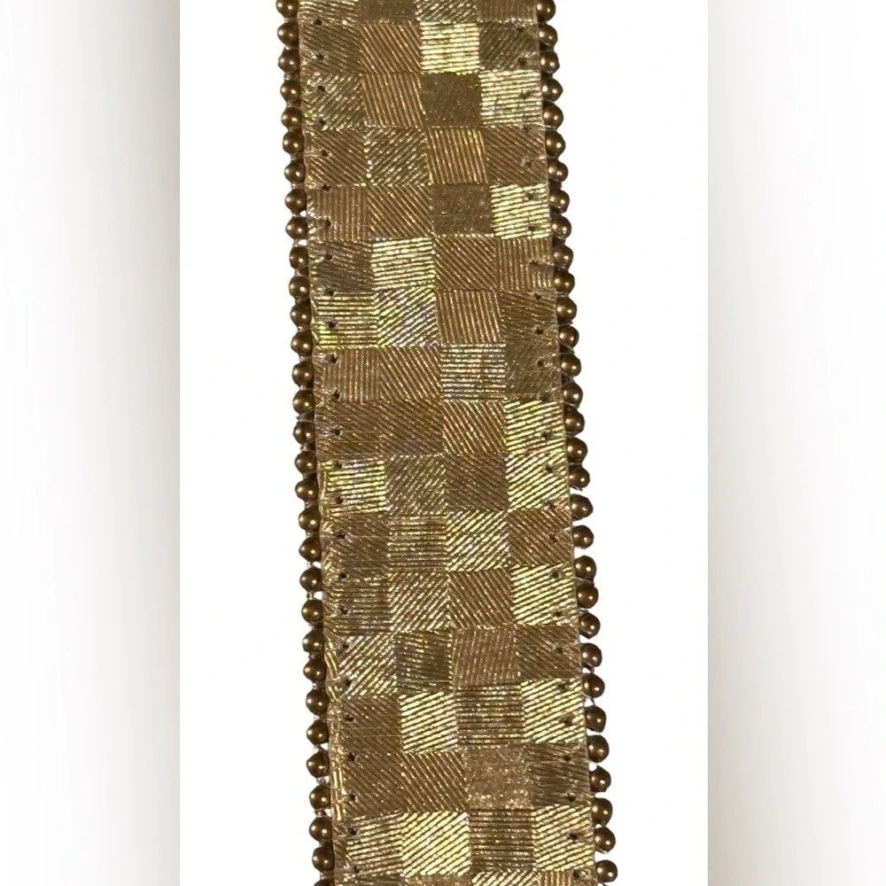 Elite Accessories gold vintage metallic checkerboard belt, size S.